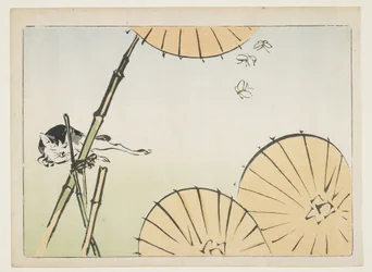 (Bambu, paraplyer, en katt och fjärilar), ca 1877